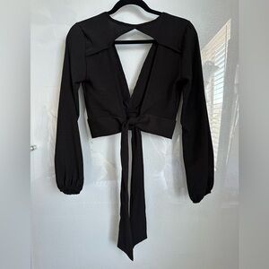 Black crop deep V top